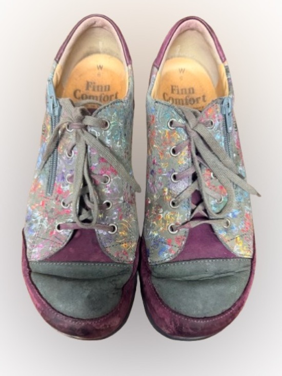 Finn Comfort Shoes - Finn Comfort Germany Floral Leather Comfort Shoes Side Zip Lace Wide US 8 EU 39